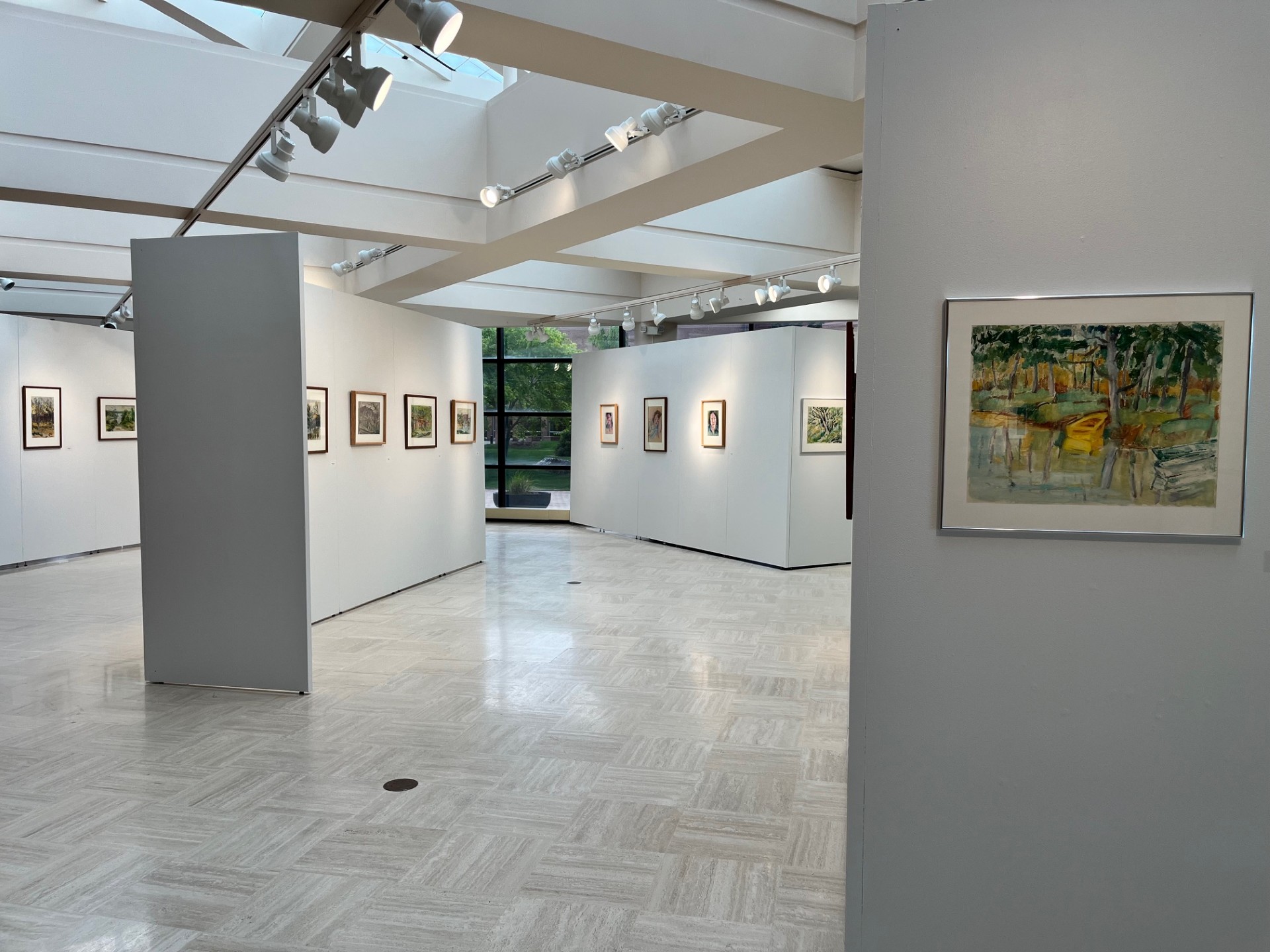 Exhibition viewed from the north end of the gallery looking south monoprint 